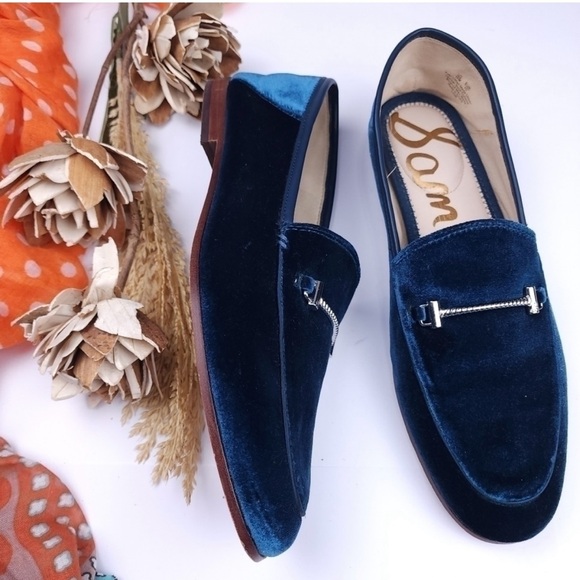 Sam Edelman Women's Navy Velvet Loafers - Picture 4 of 5